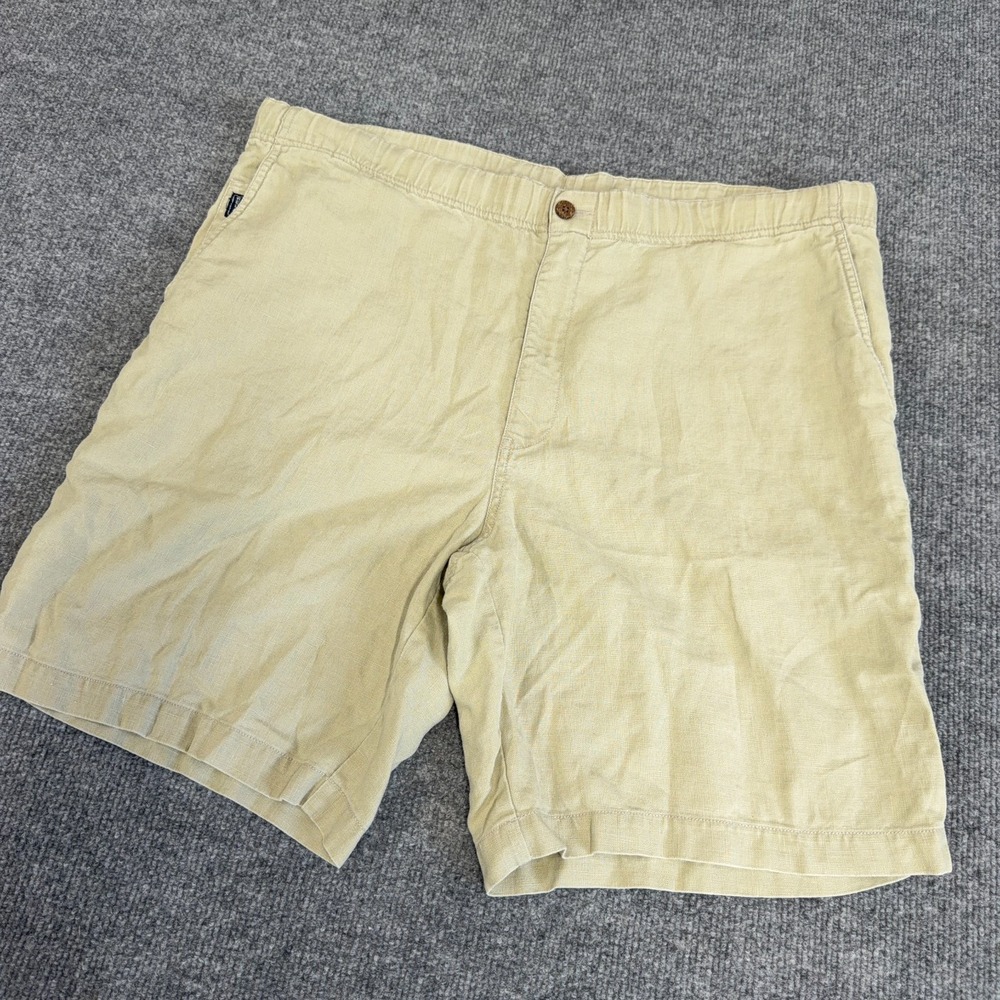 Tommy Bahama Shorts Men 38 (Tag M) Khaki 100% Linen 8.5" Inseam Drawstring